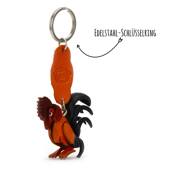 Hahn Schlsselanhnger aus Leder