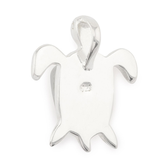 Das Bild mit Beschreibung zeigt ein Damen Anhnger mit einer Schildkrte aus 925 Sterling Silver echt Silber mit Perlmutt