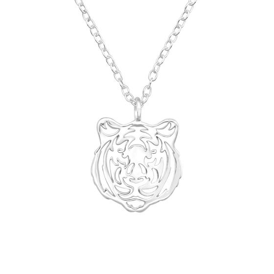 Auf dem Bild zu sehen sind Kettenanh�nger Tiger Halskette aus 925 Sterling Silber mit 45cm langer Kette
