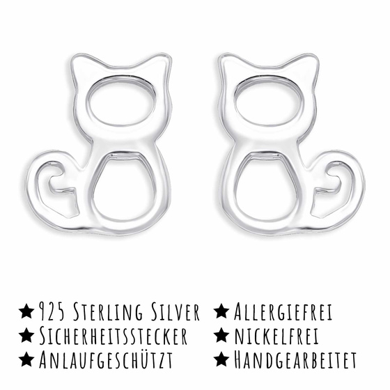 Katzen Kinder Ohrringe aus 925 Silber