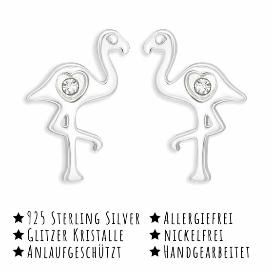 Flamingo Kinder Ohrringe aus 925 Silber