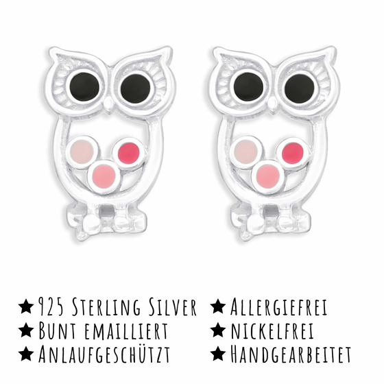 Eulen Kinder Ohrringe aus 925 Silber