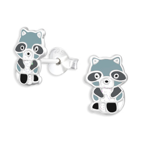 Waschbär Kinder Ohrringe aus 925 Silber
