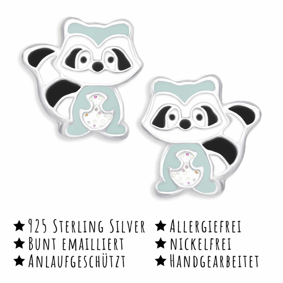 Waschb�ren Kinder Ohrringe aus 925 Silber