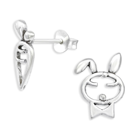 Hase mit Karotte Ohrringe aus 925 Silber