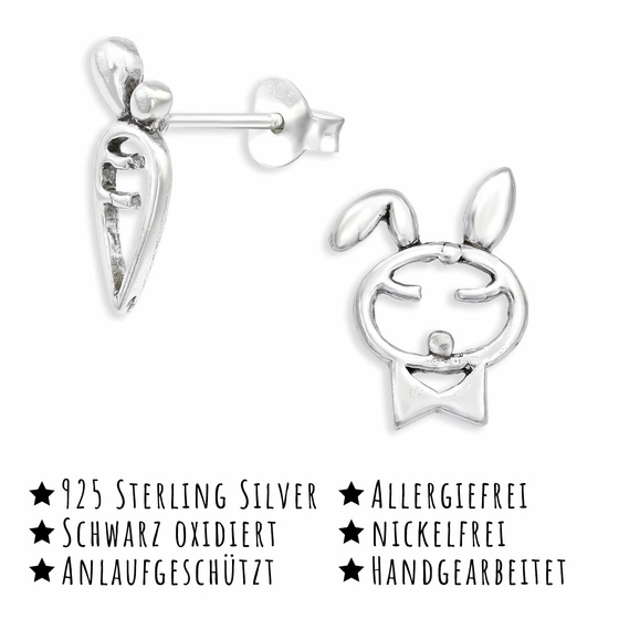 Hase mit Karotte Ohrringe aus 925 Silber