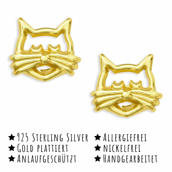 Katzen Ohrringe aus 925 Silber