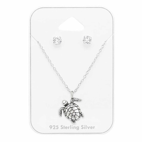Exklusives Silber-Turtle-Set mit Zirkonia auf Karte |...