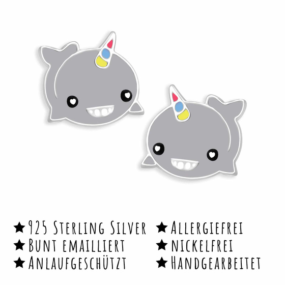 Wal Einhorn Kinder Ohrringe aus 925 Silber