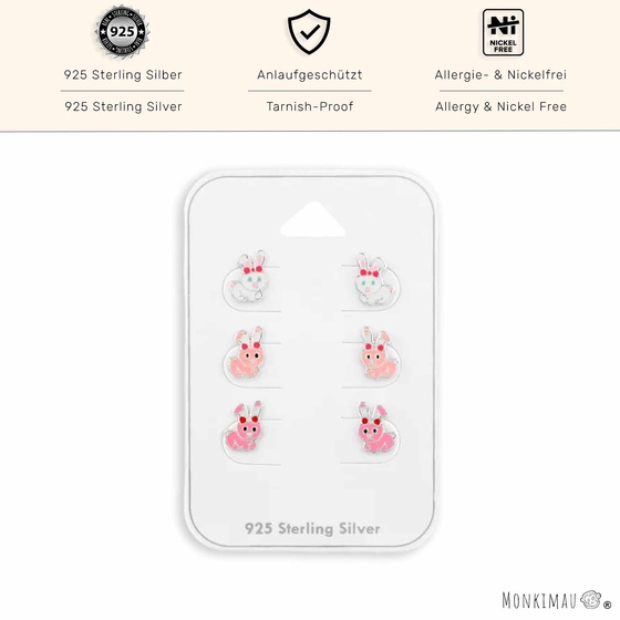 Verspielte Hschen Ohrstecker aus 925 Sterling Silber mit Epoxy ? Bunter Charme