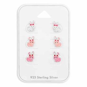 Verspielte H�schen Ohrstecker aus 925 Sterling Silber mit...