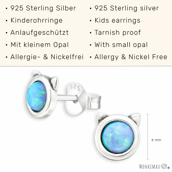 Opal Katzen Ohrringe aus 925 Silber