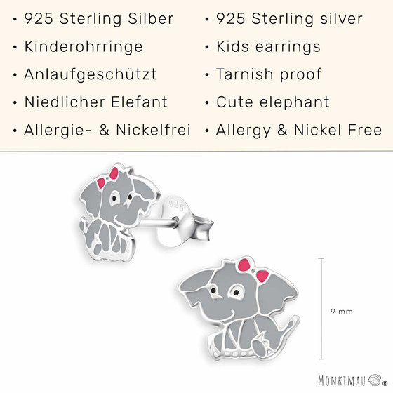 Elefanten Kinder Ohrringe aus 925 Silber