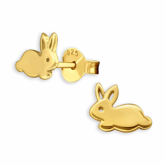 Niedliche Hasen Ohrstecker aus 925 Sterling Silber fr Kinder | Goldbeschichtet