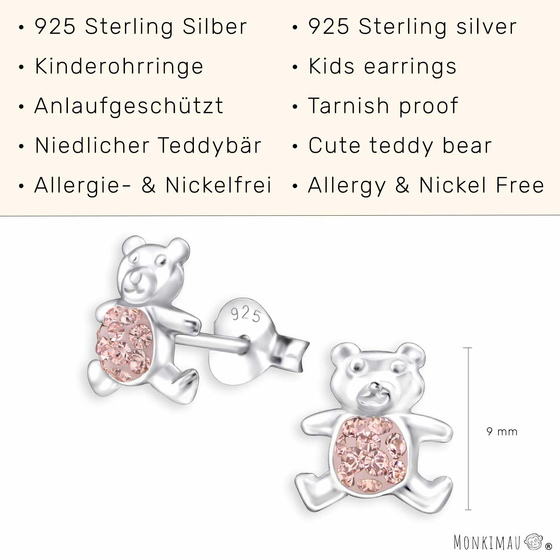 Teddy Bren Kinder Ohrringe aus 925 Silber