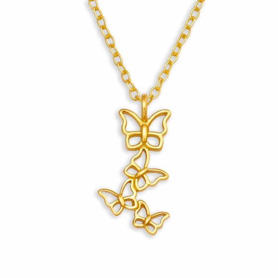 Elegante Schmetterlingskette in 925 Sterling Silber und Goldplattierung | Zierlicher Modeschmuck fr jeden Anlass