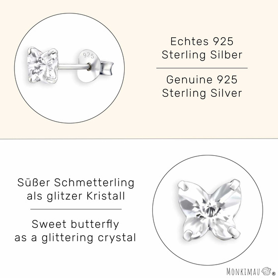 Schmetterling Kinder Ohrringe aus 925 Silber