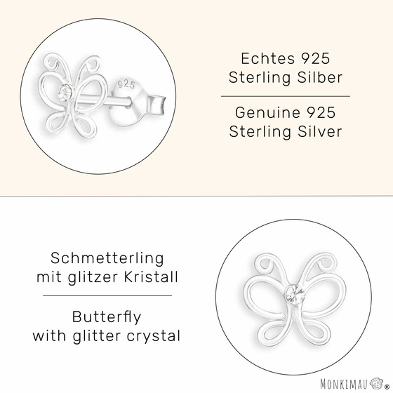 Schmetterling Kinder Ohrringe aus 925 Silber