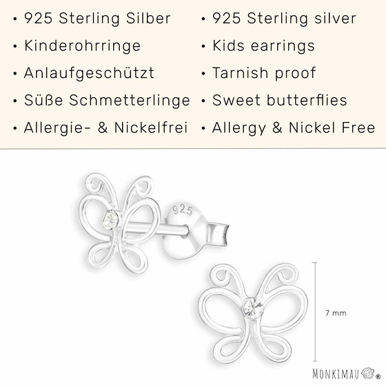 Schmetterling Kinder Ohrringe aus 925 Silber