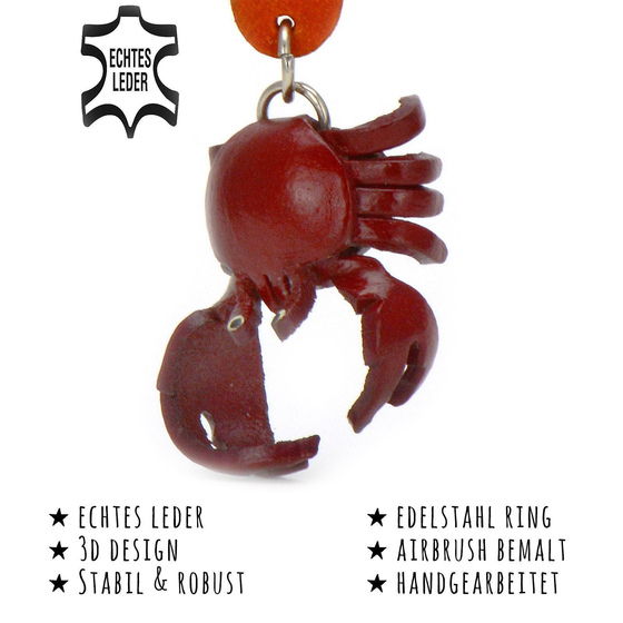 Das Bild mit Beschreibung zeigt ein Krebs aus Leder