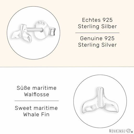 Walflossen Kinder Ohrringe aus 925 Silber