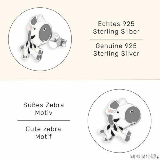 Zebra Kinder Ohrringe aus 925 Silber