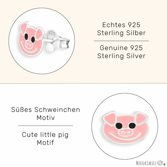 Schweinchen Kinder Ohrringe aus 925 Silber