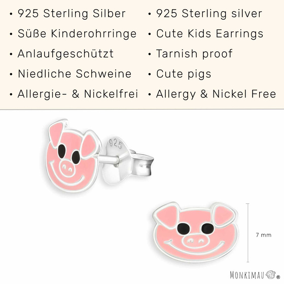 Schweinchen Kinder Ohrringe aus 925 Silber