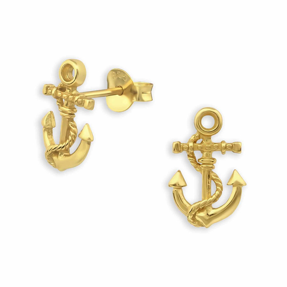 Kleine Anker Ohrstecker aus 925 Sterling Silber, goldbeschichtet | Maritimer Schmuck f�r Damen