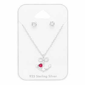 Silberner Anker-Anh�nger mit Zirkonia auf Karte |...