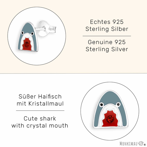 Haifisch Kinder Ohrringe aus 925 Silber
