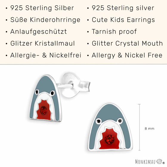 Haifisch Kinder Ohrringe aus 925 Silber