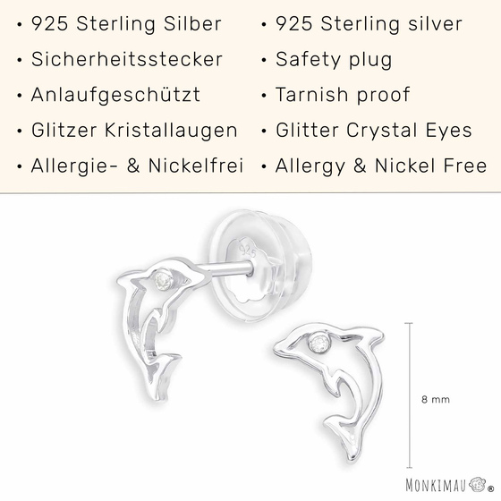 Delfin Kinder Ohrringe aus 925 Silber