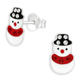 Schneemann Kinder Ohrringe aus 925 Silber