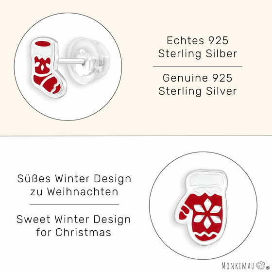 Winter Handschuhe und Socken Kinder Ohrringe aus 925 Silber