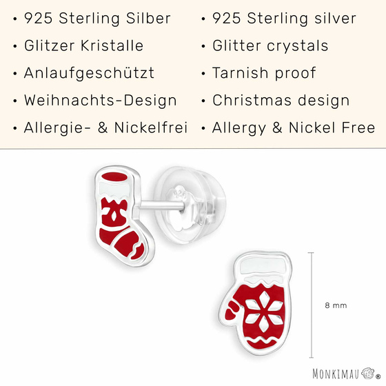 Winter Handschuhe und Socken Kinder Ohrringe aus 925 Silber