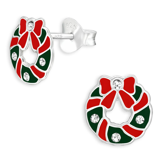 Weihnachtskranz Kinder Ohrringe aus 925 Silber