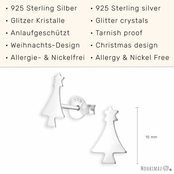 Weihnachtsbaum Kinder Ohrringe mit Kristallen 925 Silber