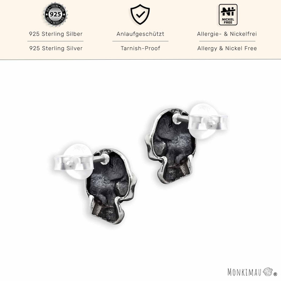 Schdel Ohrstecker in 925 Sterling Silber | Edler Gothic Chic fr Sie und Ihn