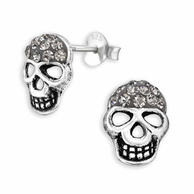 Schädel Ohrstecker mit Kristall | 925 Sterling Silber...