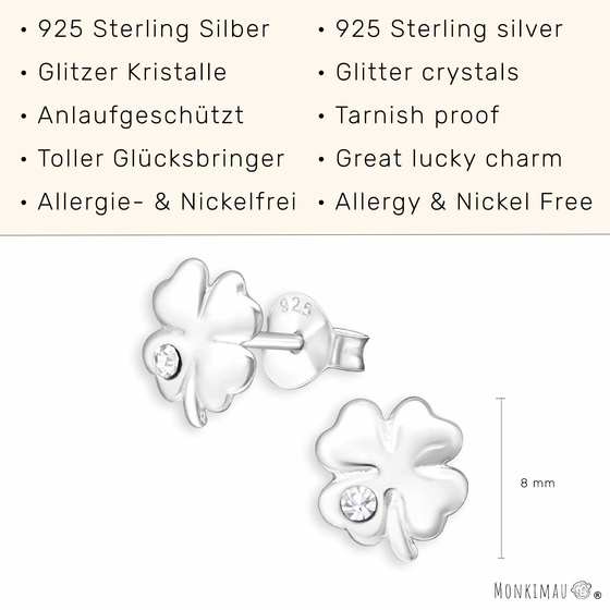 Kleeblatt Glcksbringer Ohrringe aus 925 Silber