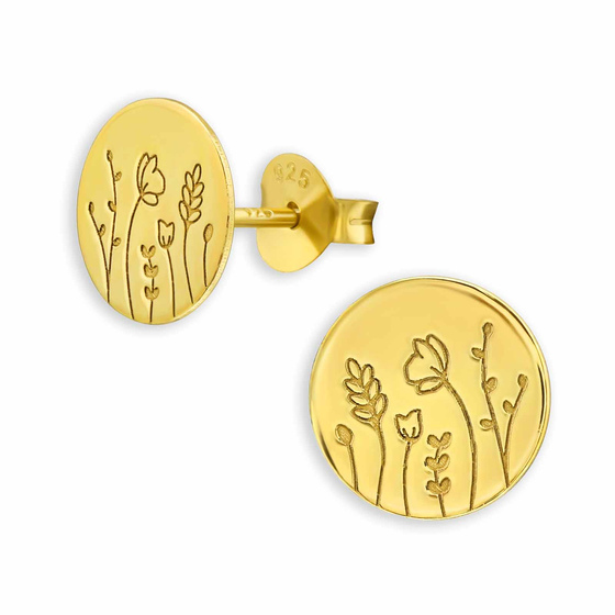 Silberne Blumenohrstecker Laser Cut | Eleganz in 925 Sterling Silber mit Goldbeschichtung
