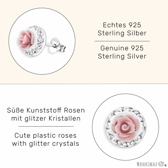 Rosen Kinder Ohrringe aus 925 Silber