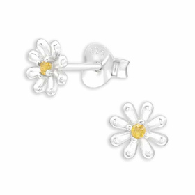 Silberne Blumen Ohrstecker mit Zirkonia | Eleganz in 925...