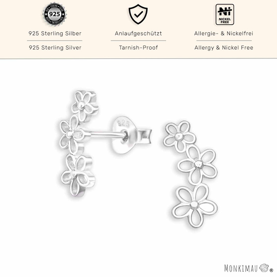 Elegante Silberne Blumen Ohrstecker aus 925 Sterling Silber