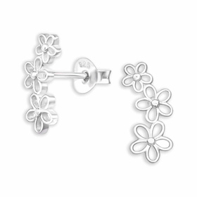 Elegante Silberne Blumen Ohrstecker aus 925 Sterling Silber