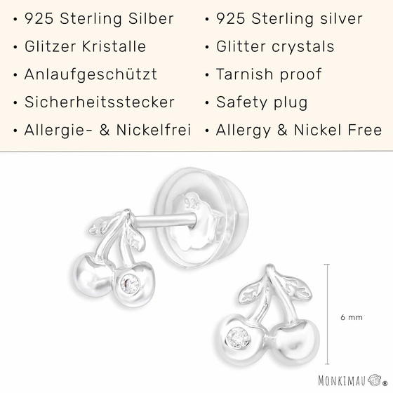 Kirschen Kinder Ohrringe aus 925 Silber