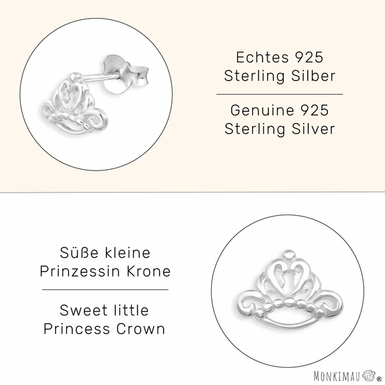 Prinzessin Kronen Kinder Ohrringe aus 925 Silber
