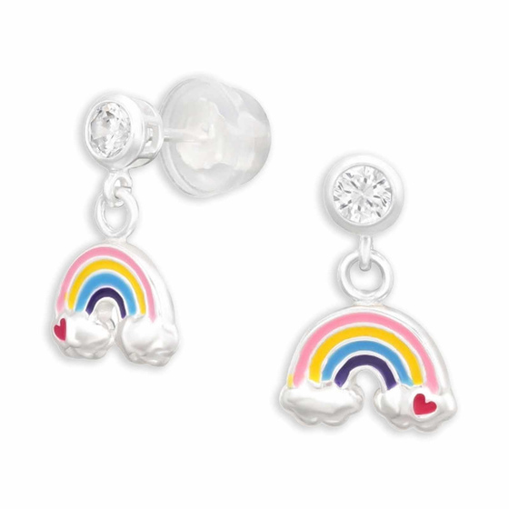 Bezaubernde Kinderohrringe mit H�ngendem Regenbogen und Cubic Zirkonia in 925 Sterling Silber