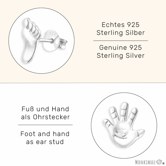 Hand und Fu� Kinder Ohrringe aus 925 Silber